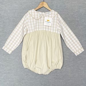 Stitchy Fish Boys Bubble Size 3 3T Tan Khaki Romper Outfit Boutique Blank New